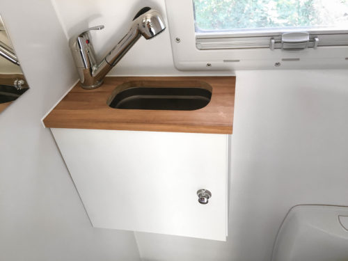 Washbasin & Shower in Camper Bathroom