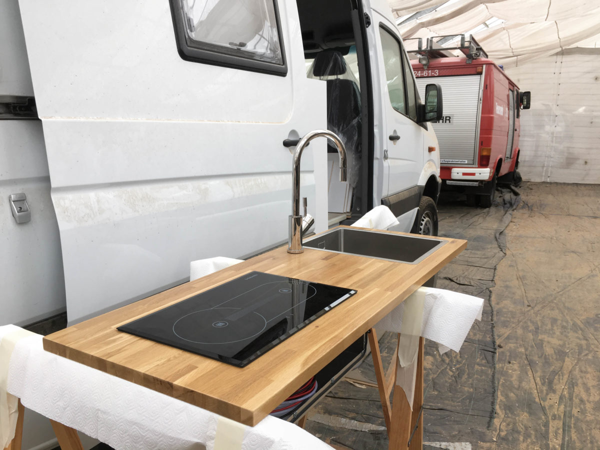 Kitchen Countertop in DIY Camper Kitchen Overlandys